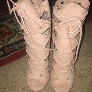 Pink lace up shoes